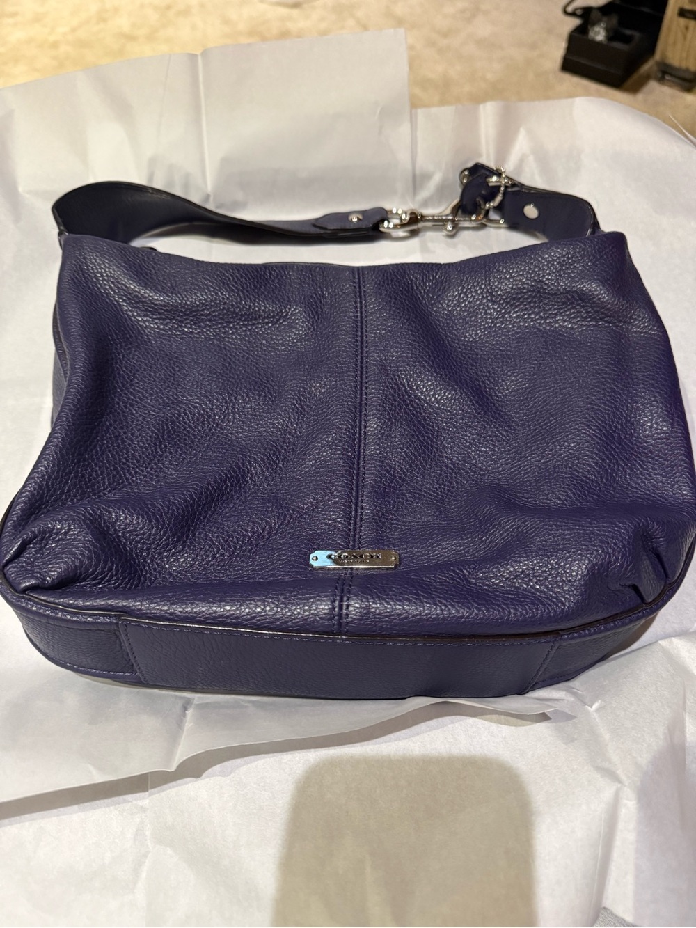 COACH Avery Pebbled Leather Hobo Shoulder Bag in Purple (F23960)